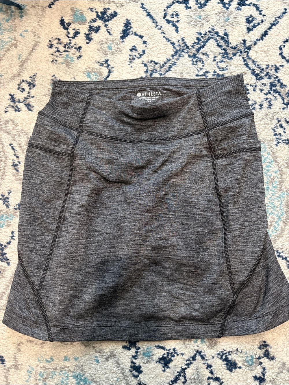 Athleta Heathered Charcoal A-Line Active Skirt (built in shorts)